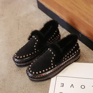 A Pedal Thick-soled Casual Plus Wool Rivet Lazy Shoes Loafers Single Shoes Platform