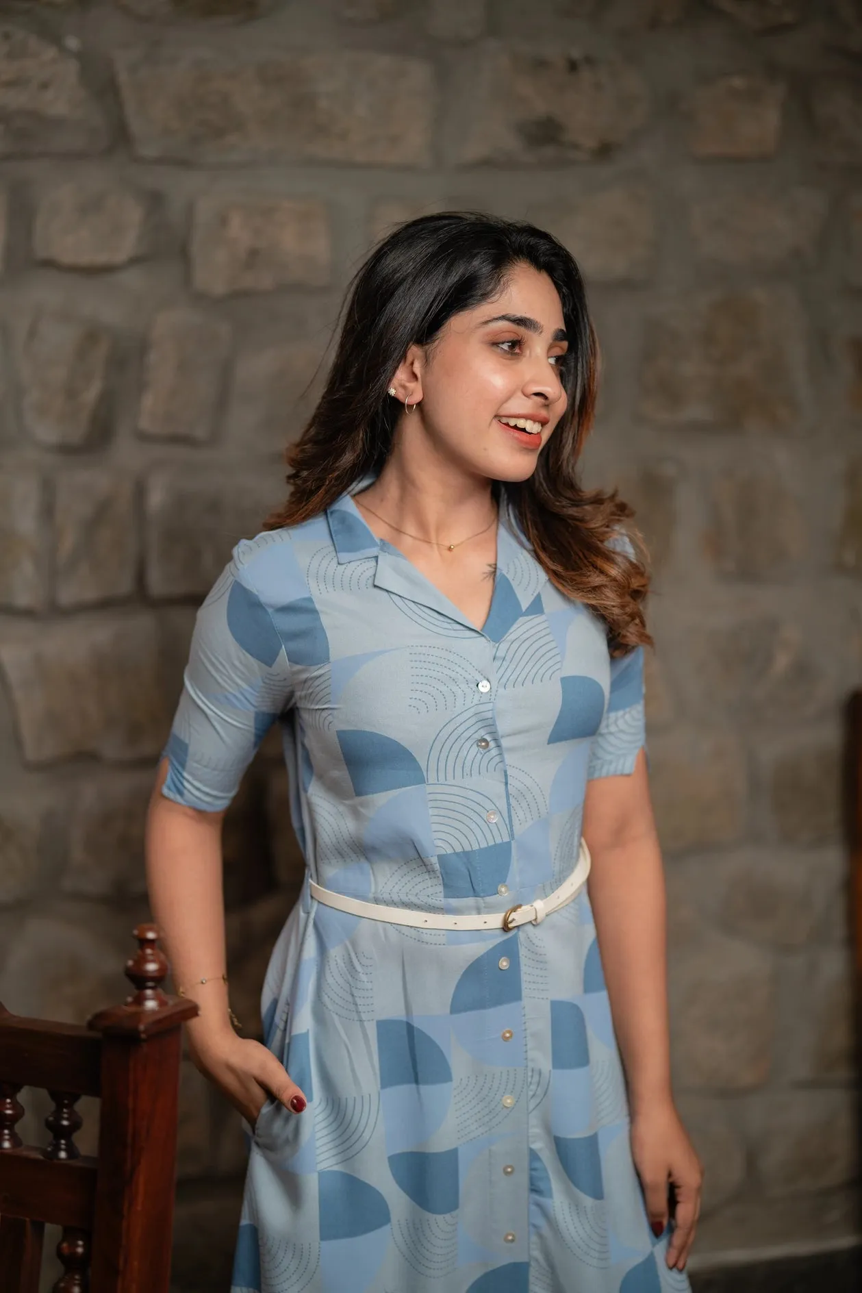 Blues 'N' Quarters Blue Printed Maternity wear and feeding dress