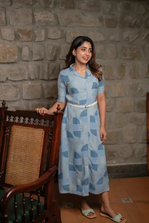 Blues 'N' Quarters Blue Printed Maternity wear and feeding dress