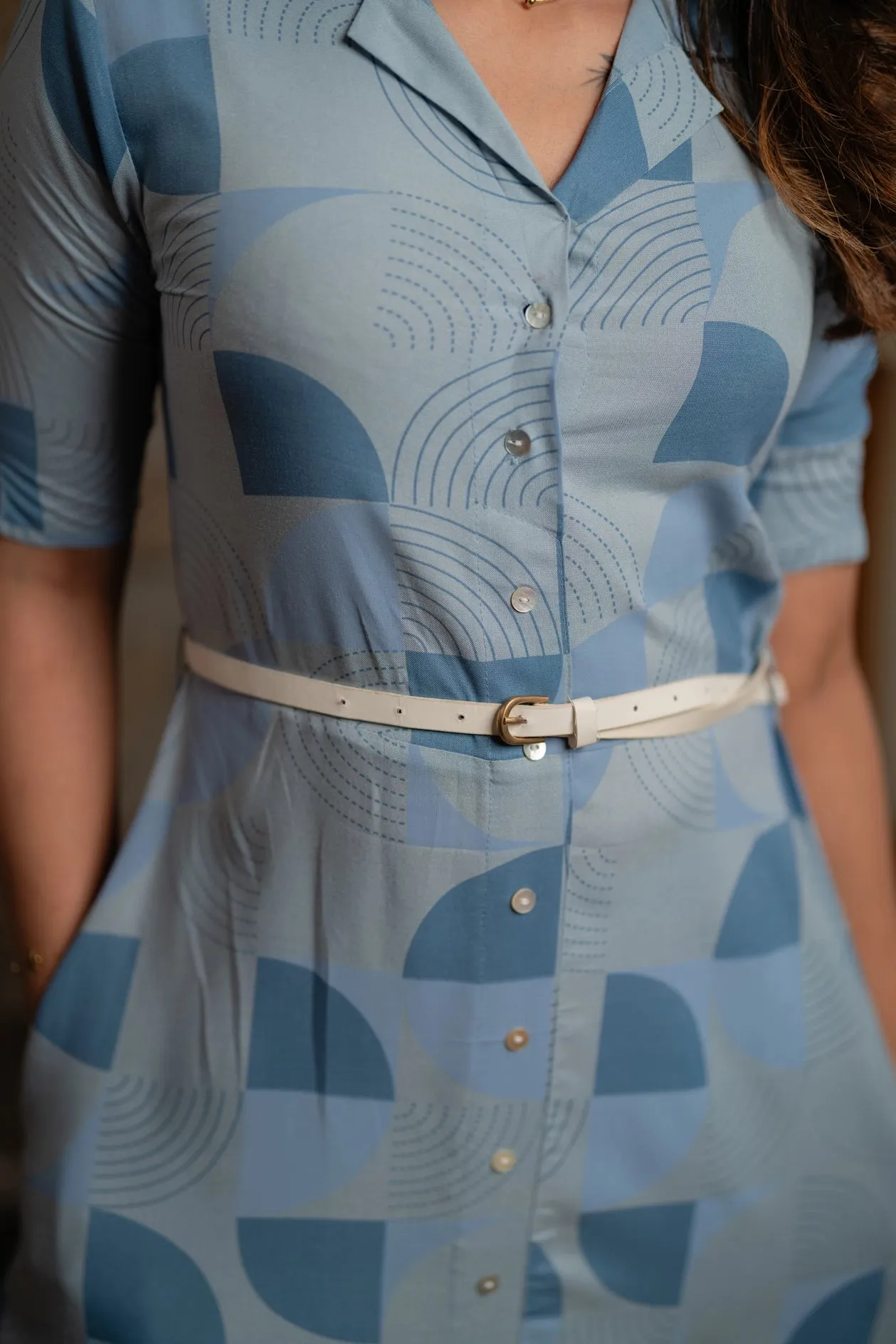 Blues 'N' Quarters Blue Printed Maternity wear and feeding dress
