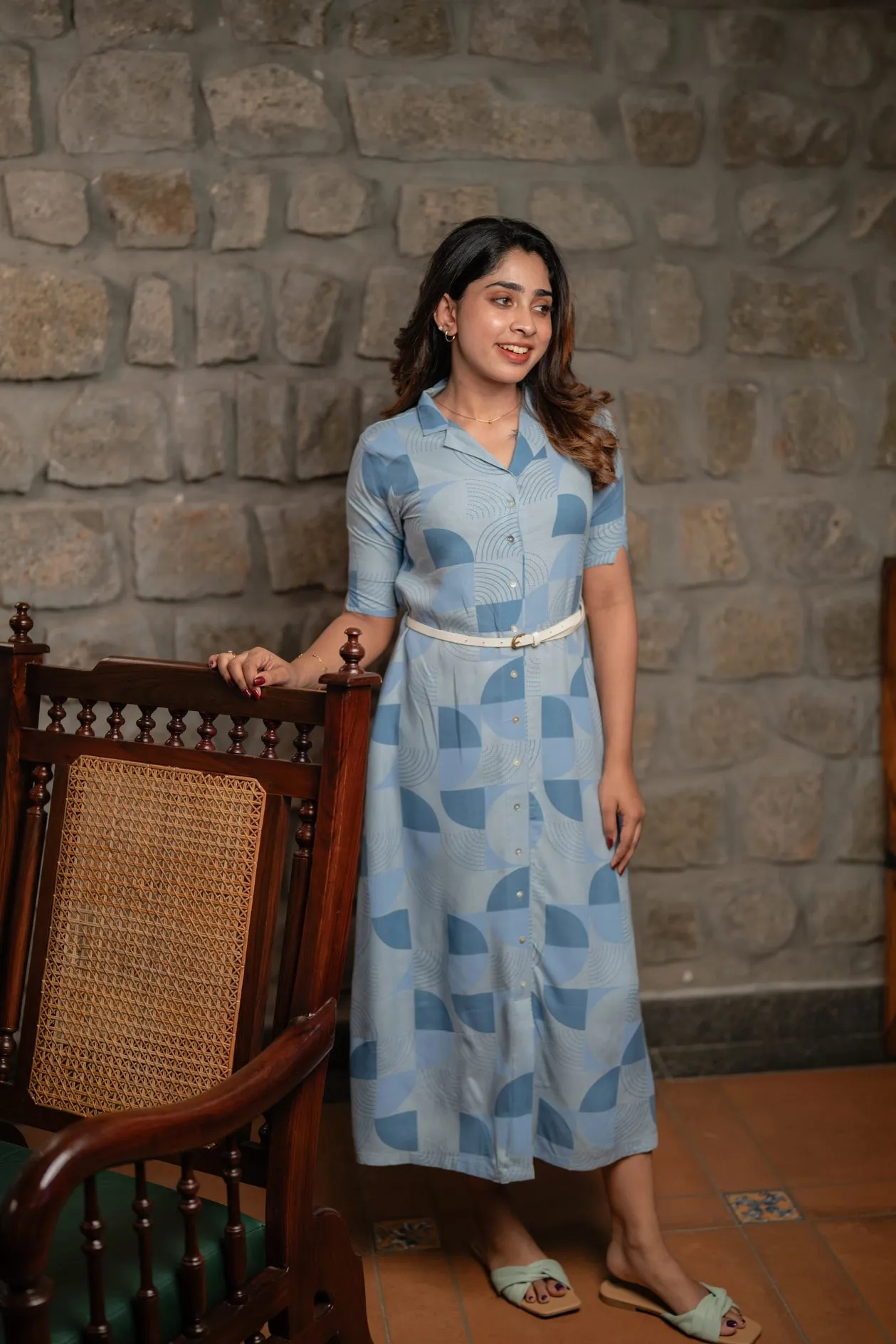 Blues 'N' Quarters Blue Printed Maternity wear and feeding dress