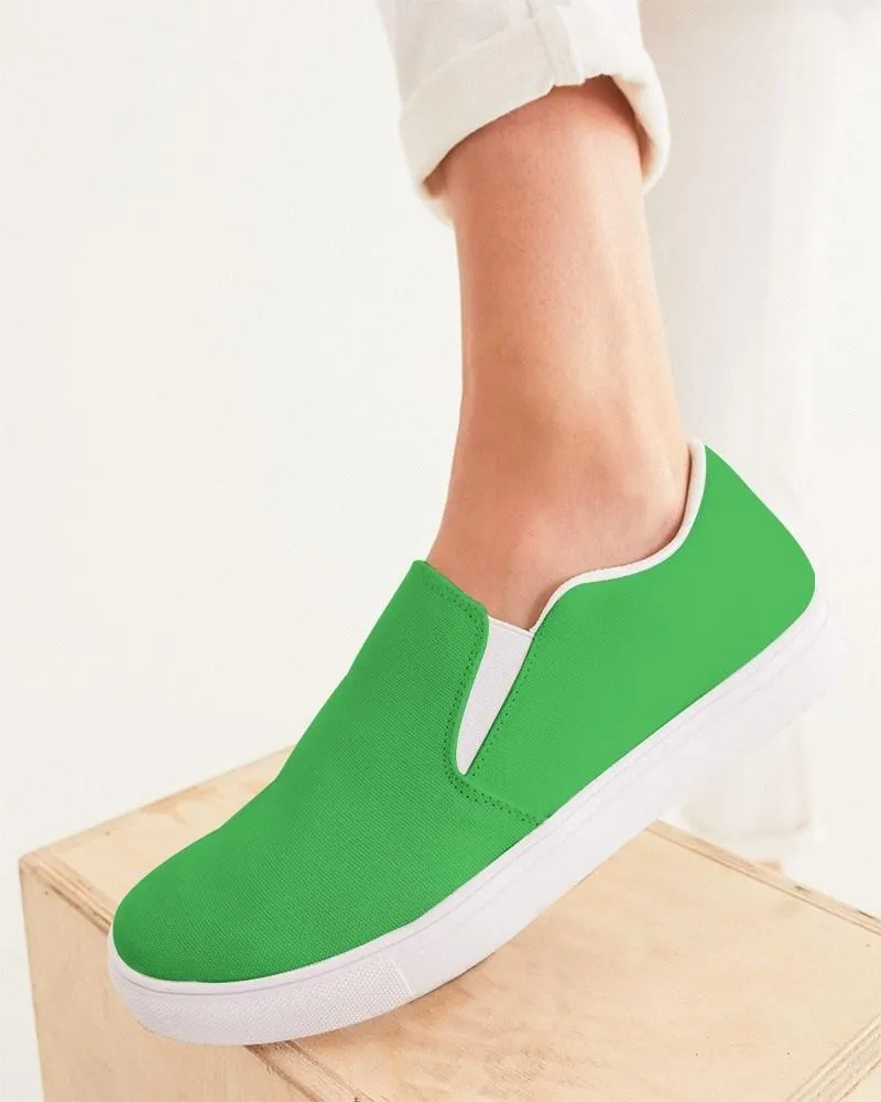 Bright Green Slip-On Canvas Sneakers | Women's | Bright Pure Green | C75M0Y100K0