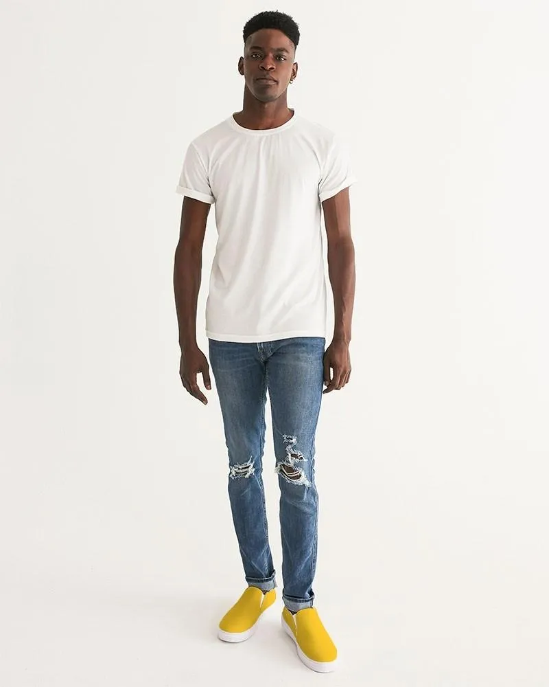 Bright Orange Yellow Slip-On Canvas Sneakers | Men's | Bright Pure Orange Yellow | C0M25Y100K0