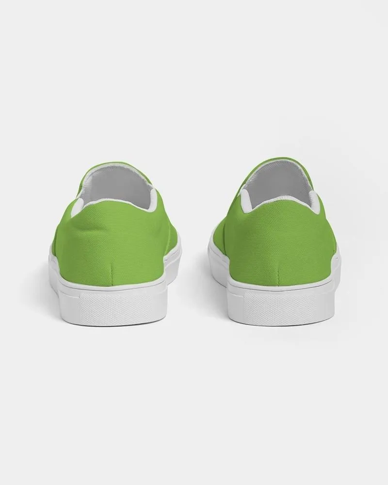 Bright Warm Green Slip-On Canvas Sneakers | Men's | Bright Pure Warm Green | C50M0Y100K0