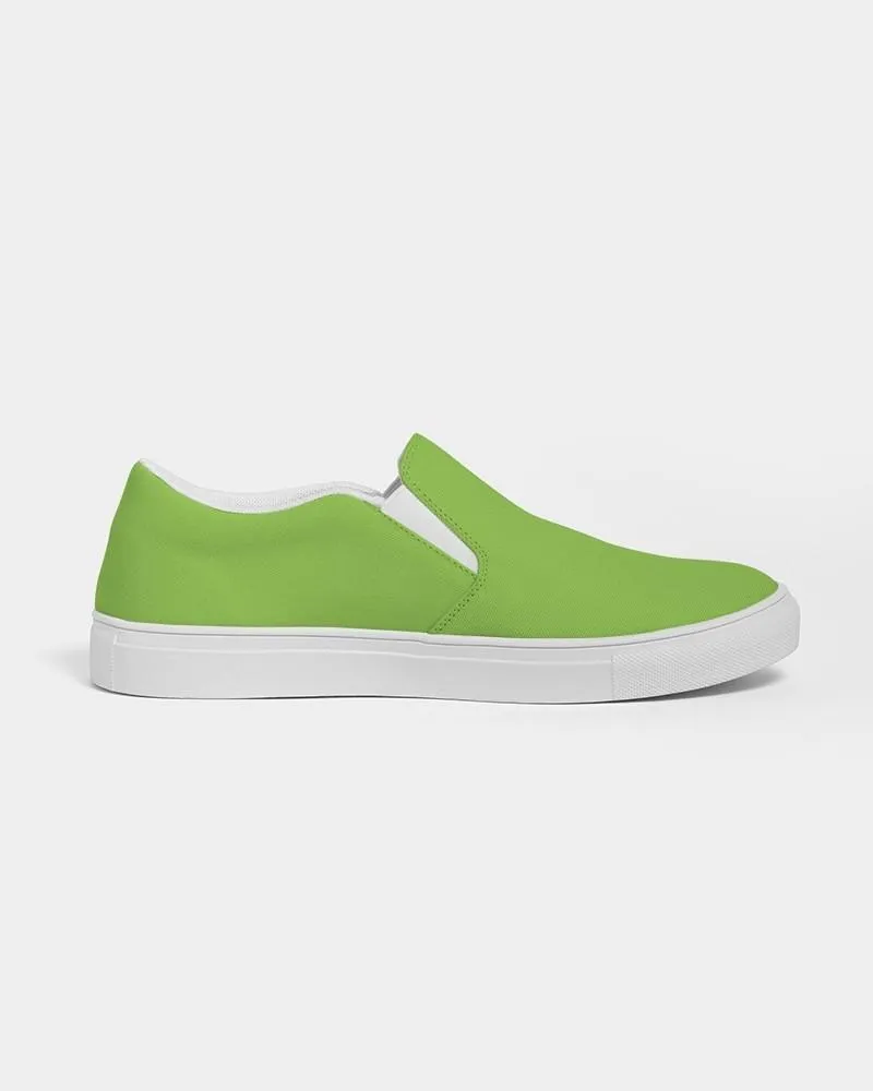 Bright Warm Green Slip-On Canvas Sneakers | Men's | Bright Pure Warm Green | C50M0Y100K0