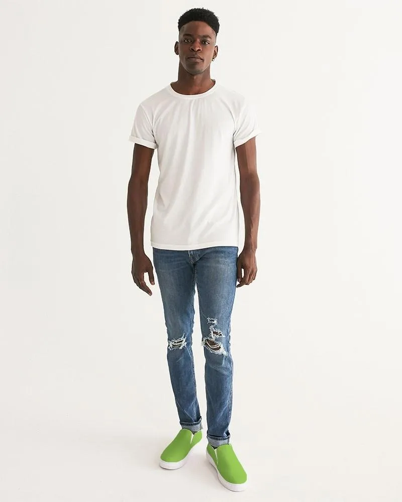 Bright Warm Green Slip-On Canvas Sneakers | Men's | Bright Pure Warm Green | C50M0Y100K0