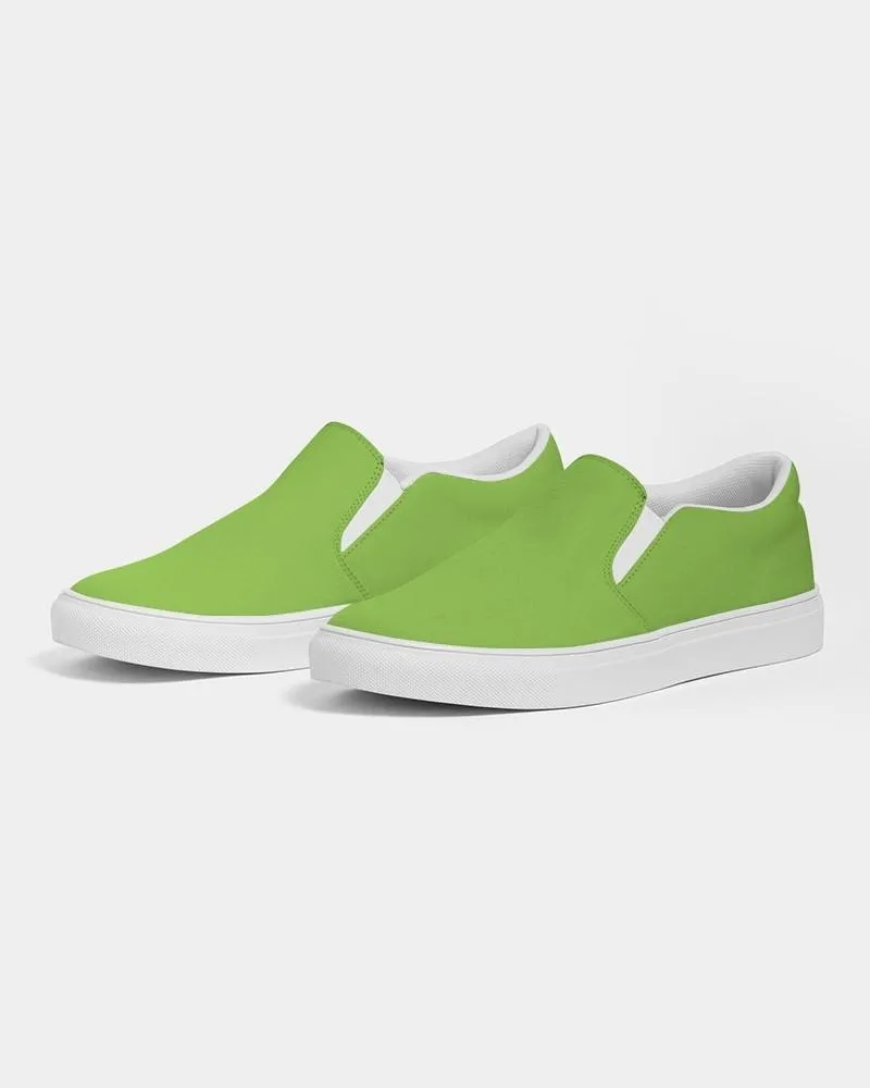 Bright Warm Green Slip-On Canvas Sneakers | Men's | Bright Pure Warm Green | C50M0Y100K0