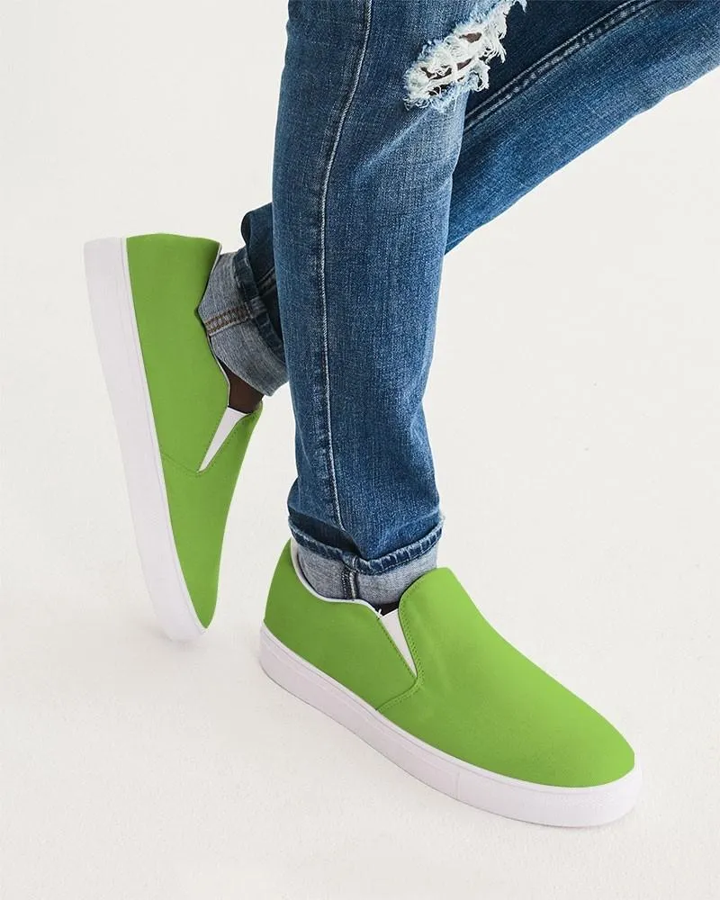 Bright Warm Green Slip-On Canvas Sneakers | Men's | Bright Pure Warm Green | C50M0Y100K0