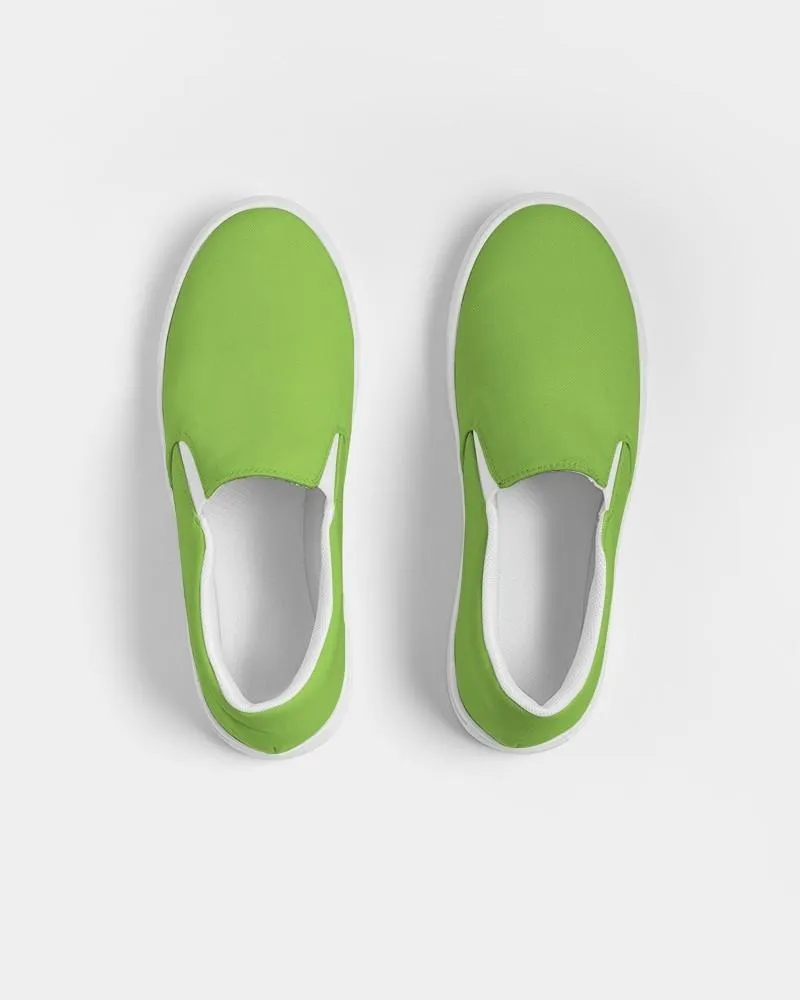 Bright Warm Green Slip-On Canvas Sneakers | Men's | Bright Pure Warm Green | C50M0Y100K0