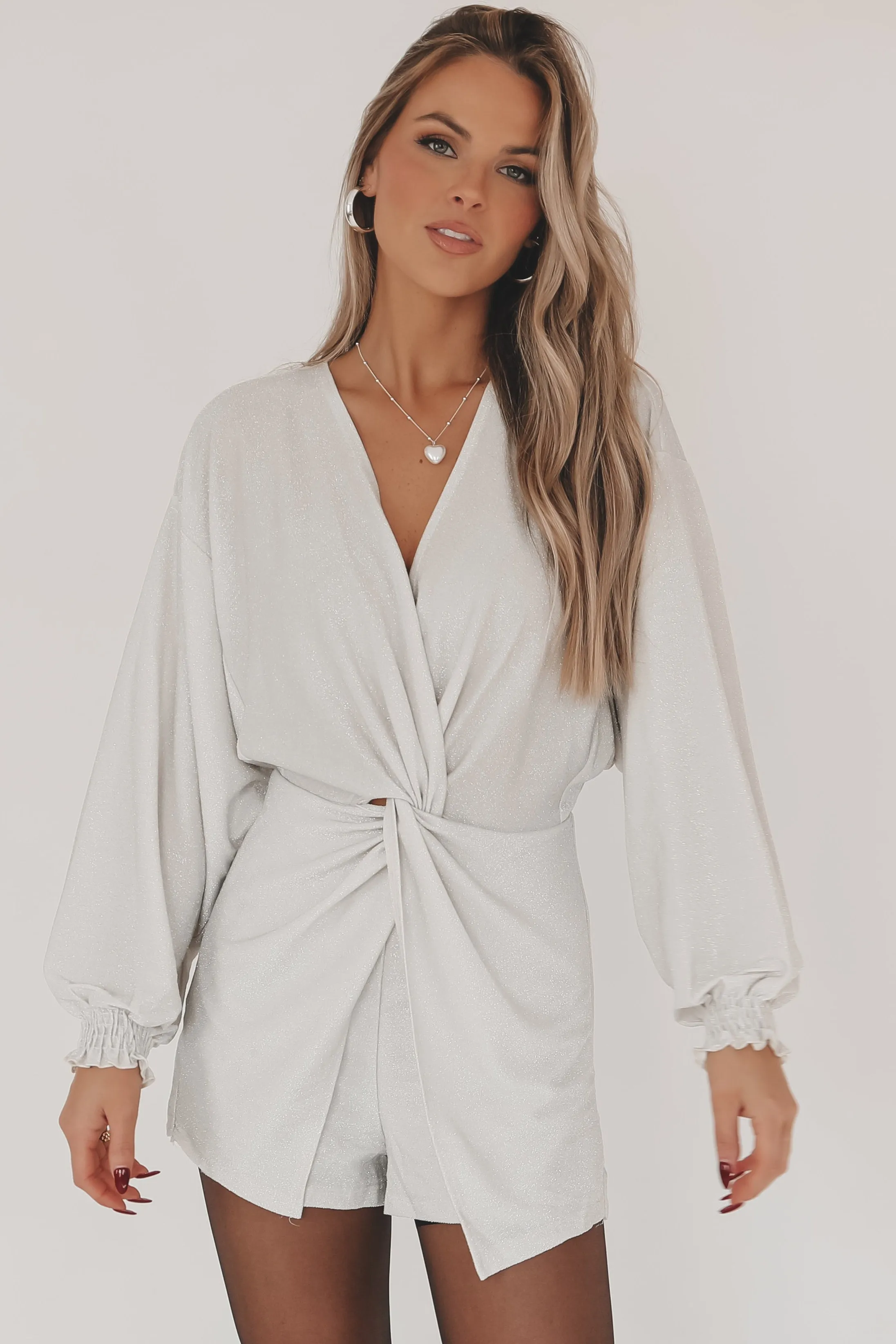 Brightest In The Room White Sparkle Party Romper