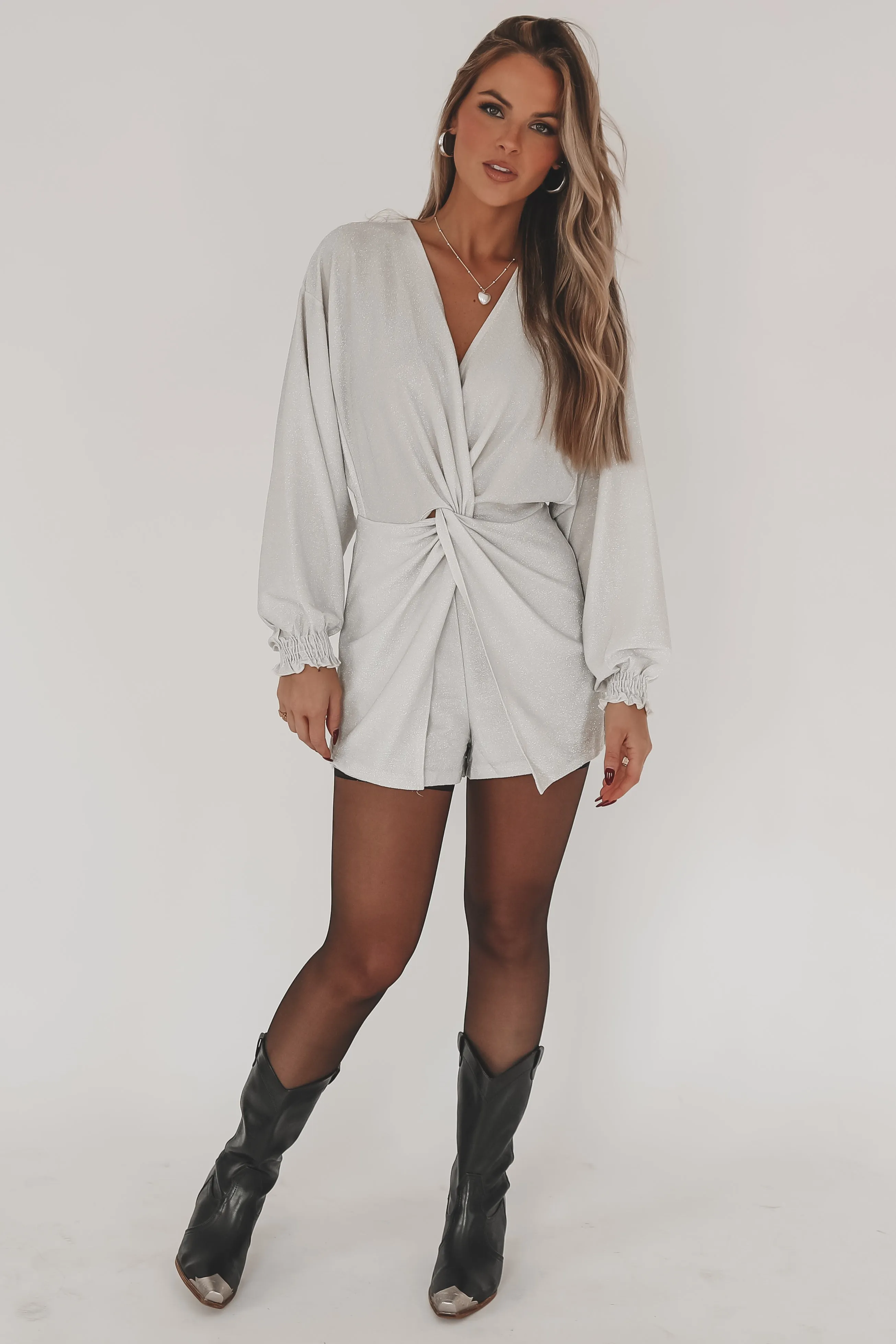Brightest In The Room White Sparkle Party Romper