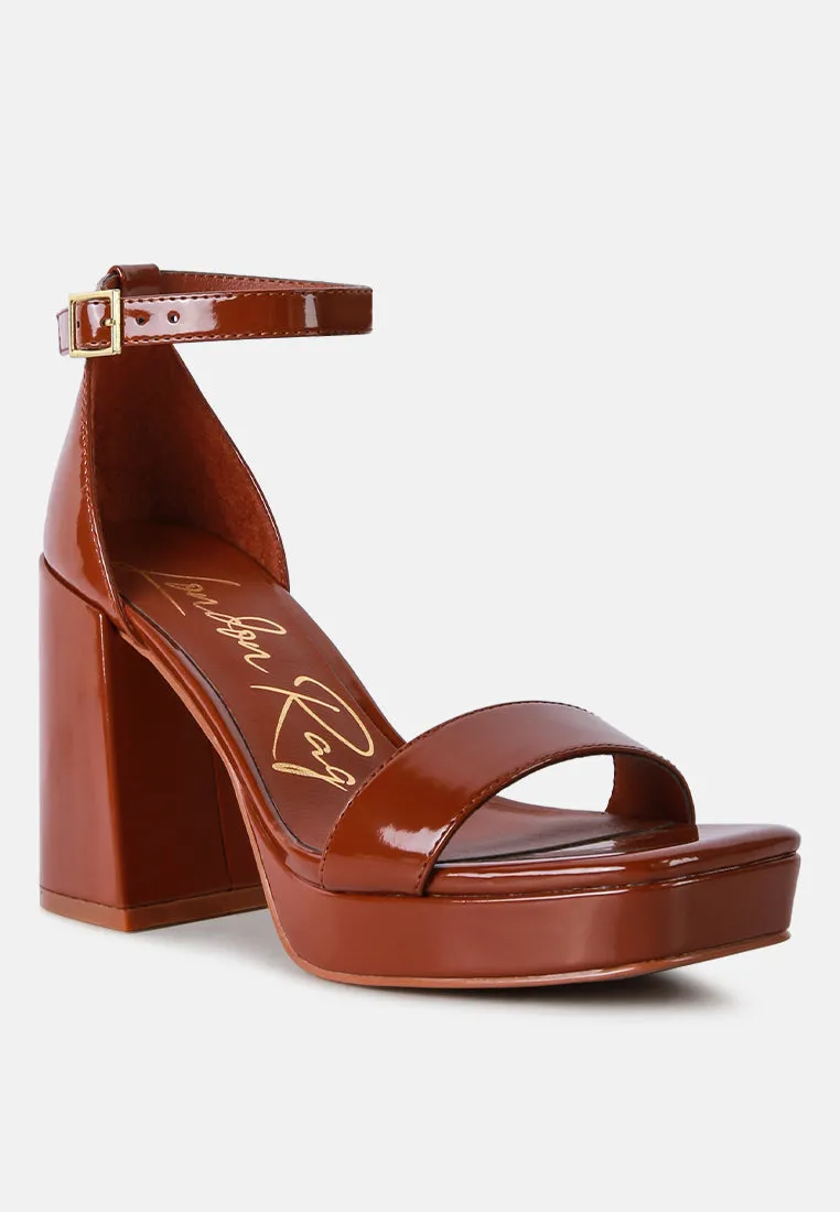 Brown High Block Heeled Platform Sandals