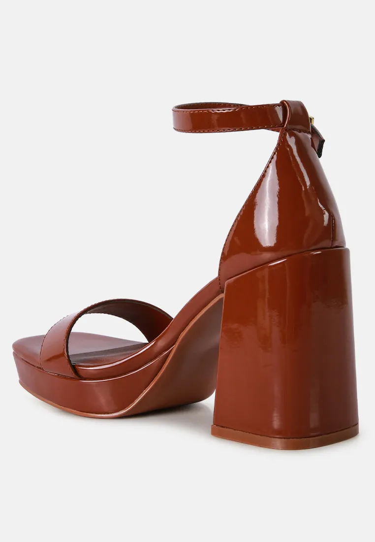 Brown High Block Heeled Platform Sandals