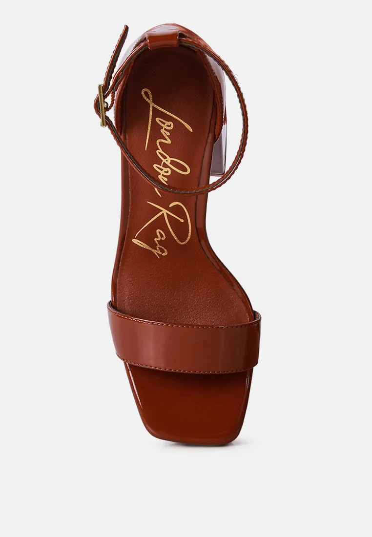 Brown High Block Heeled Platform Sandals