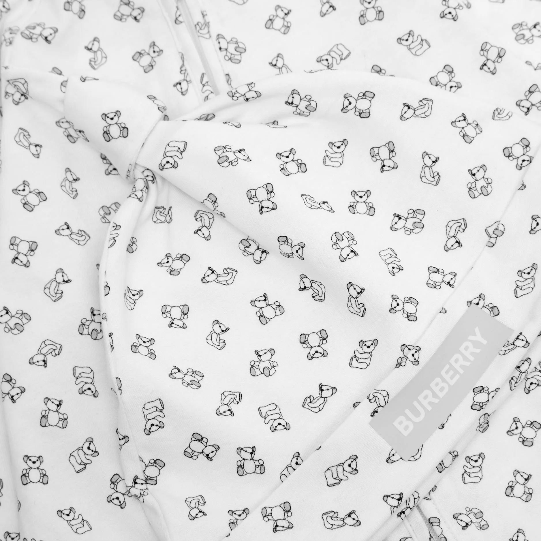 Burberry White Mini Bear Babysuit Set