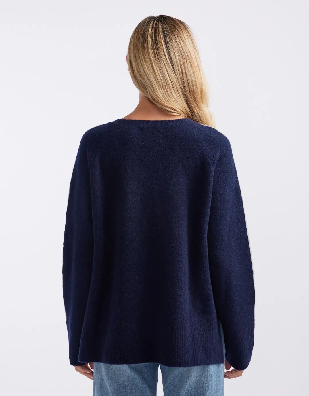 Chalet V Neck Knit Jumper - French Navy/Grey