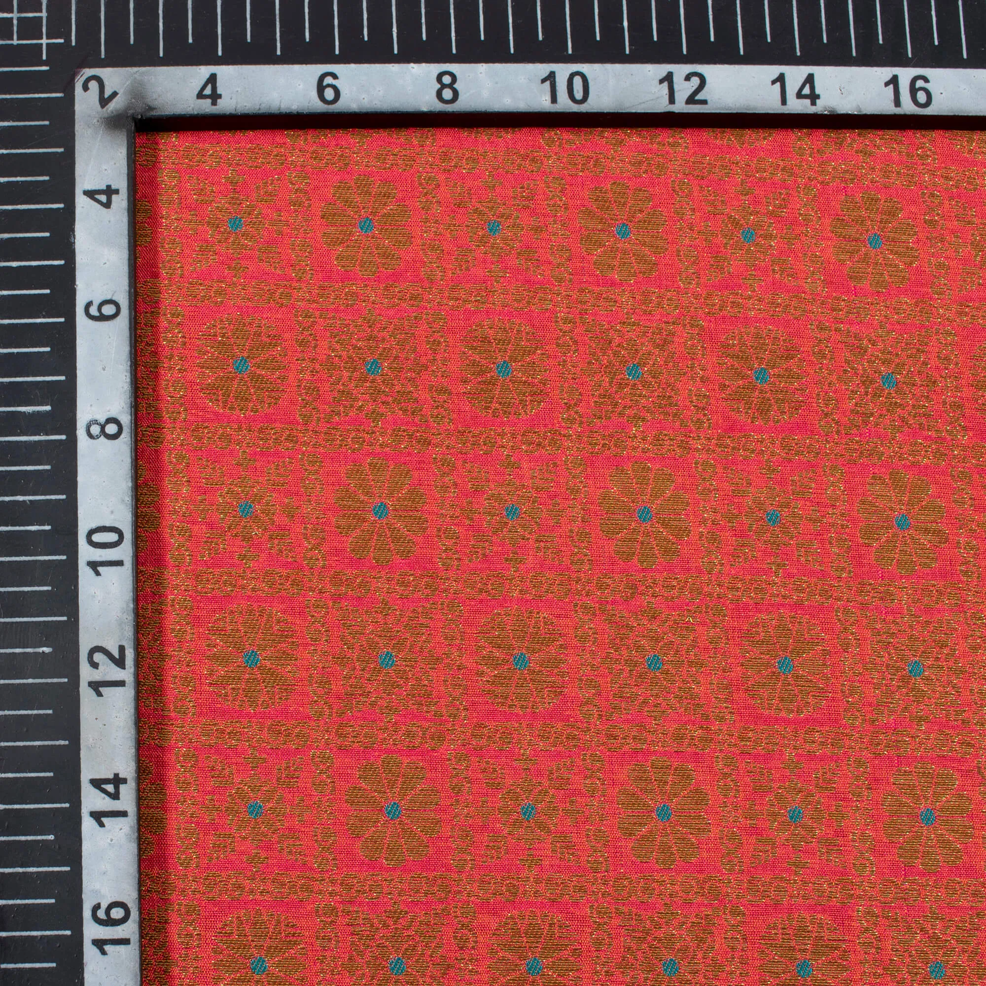 Chilli Red Traditional Pattern Zari Jacquard Banarasi Katan Silk Fabric