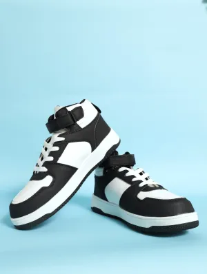 Colourblock High-Top Lace-Up Sneaker - Black/White