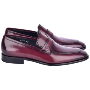 Corrente Men’s High Vamp Buffalo Leather Cordovan Almond Toe Loafer