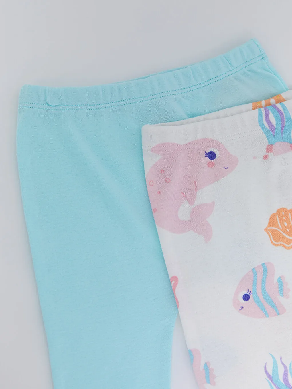 Cotton Baby Girl Trousers with Elastic Waist, 2-Piece