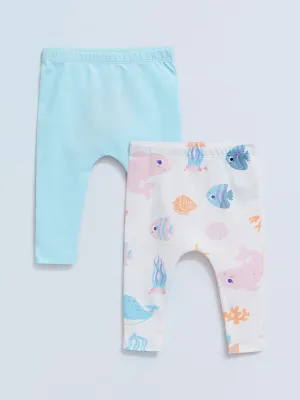 Cotton Baby Girl Trousers with Elastic Waist, 2-Piece
