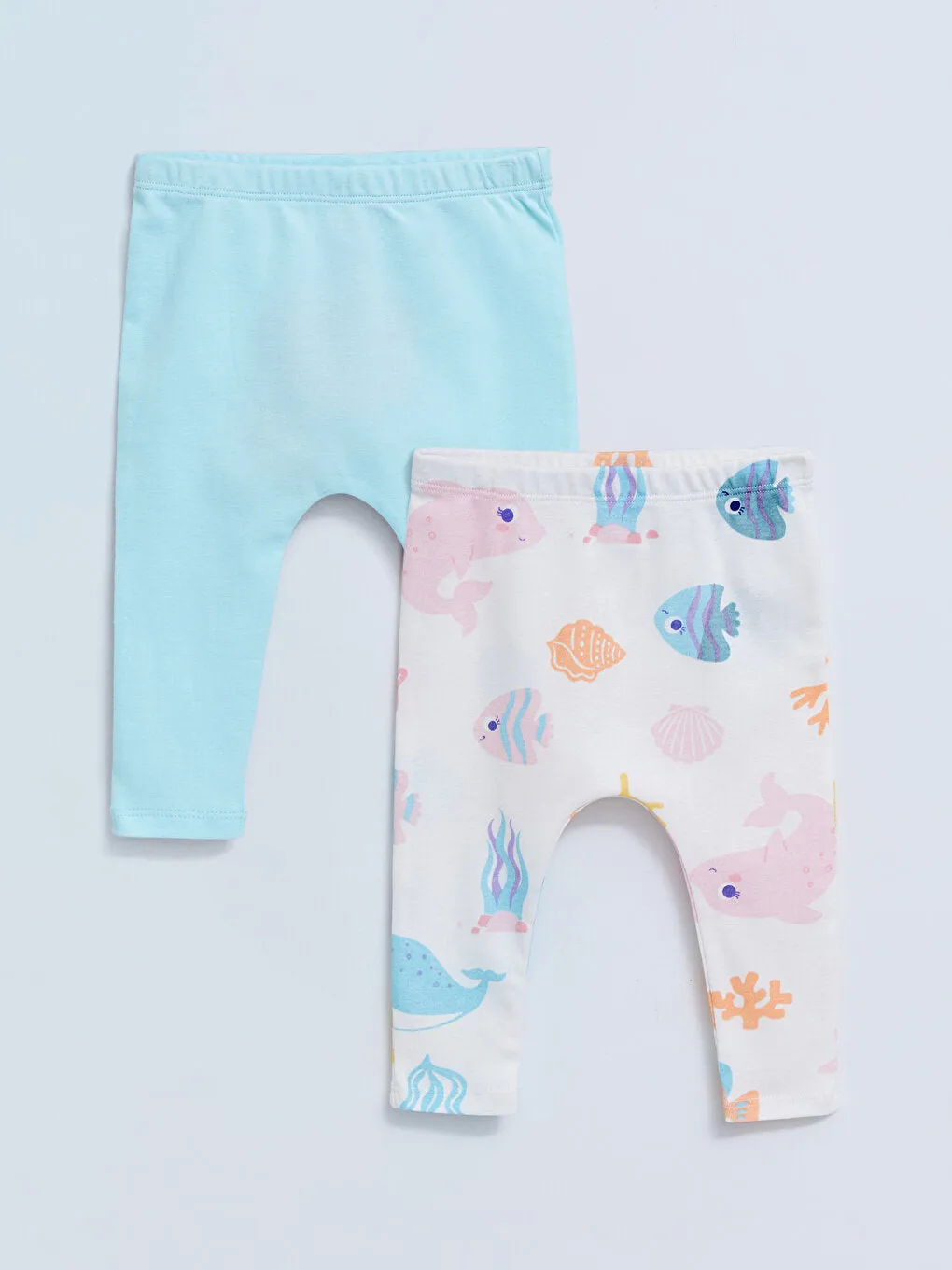 Cotton Baby Girl Trousers with Elastic Waist, 2-Piece