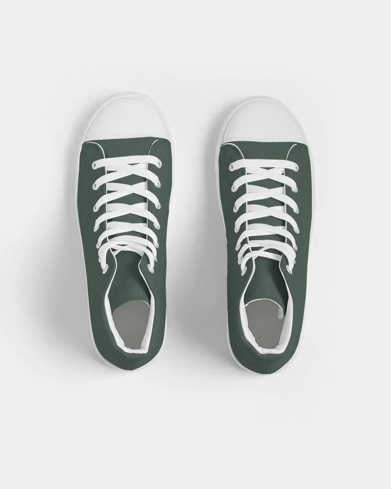Dark Green Men's High-top Canvas Sneakers | Men's | Dark Pale Pastel Green | C30M0Y30K80