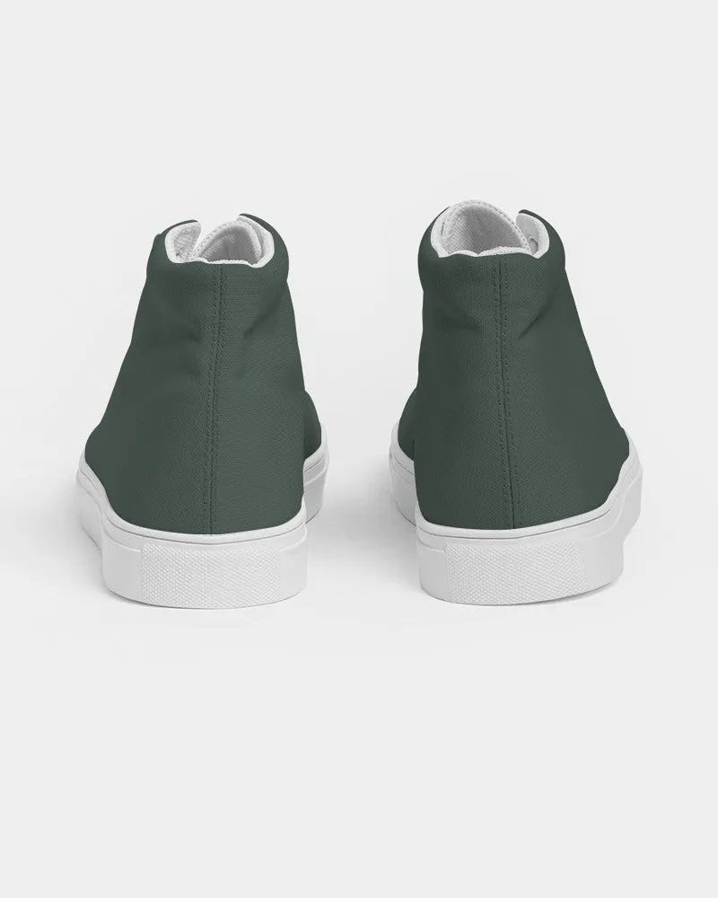 Dark Green Men's High-top Canvas Sneakers | Men's | Dark Pale Pastel Green | C30M0Y30K80