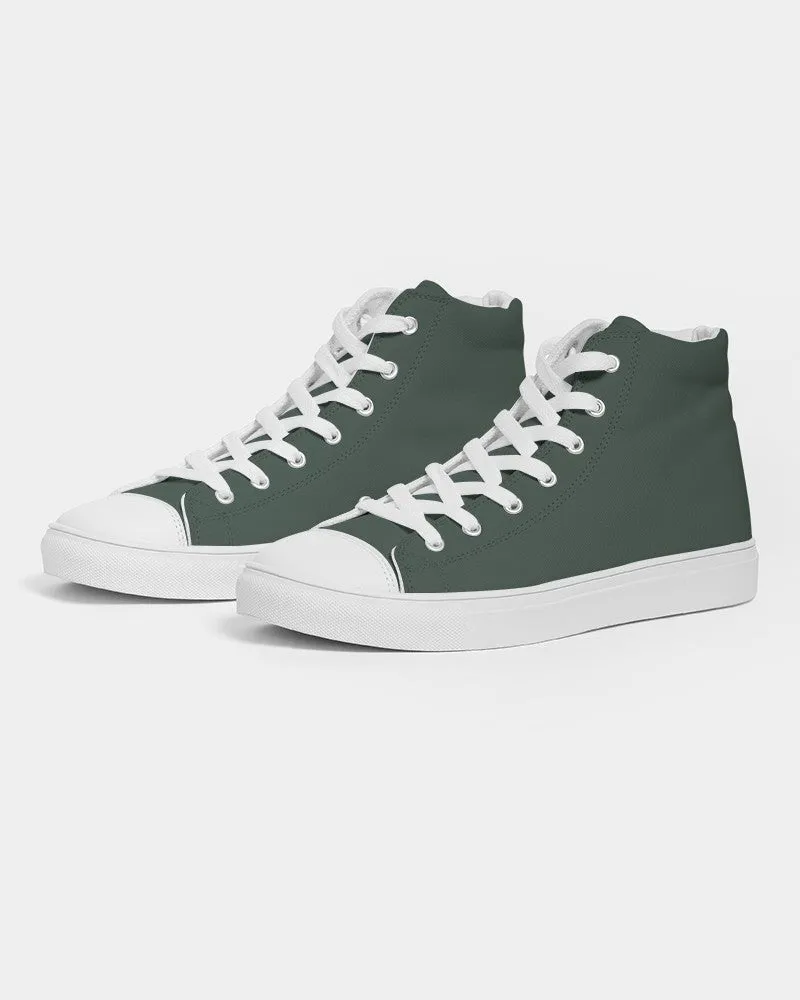 Dark Green Men's High-top Canvas Sneakers | Men's | Dark Pale Pastel Green | C30M0Y30K80