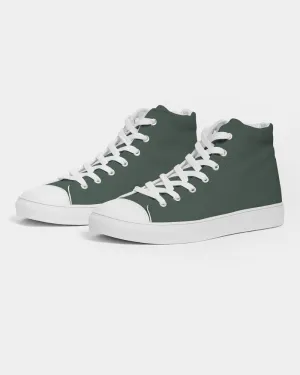 Dark Green Men's High-top Canvas Sneakers | Men's | Dark Pale Pastel Green | C30M0Y30K80