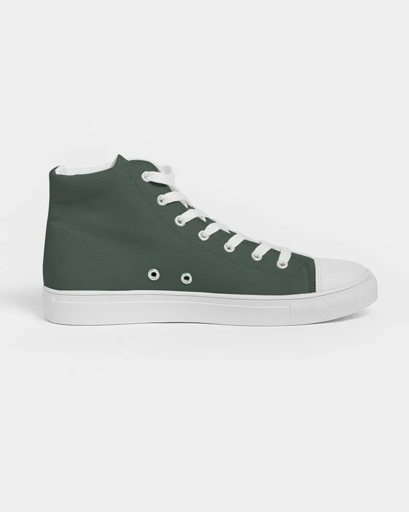 Dark Green Men's High-top Canvas Sneakers | Men's | Dark Pale Pastel Green | C30M0Y30K80