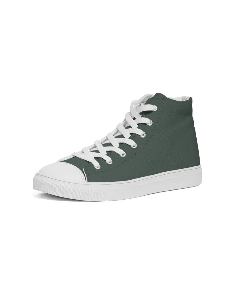 Dark Green Men's High-top Canvas Sneakers | Men's | Dark Pale Pastel Green | C30M0Y30K80