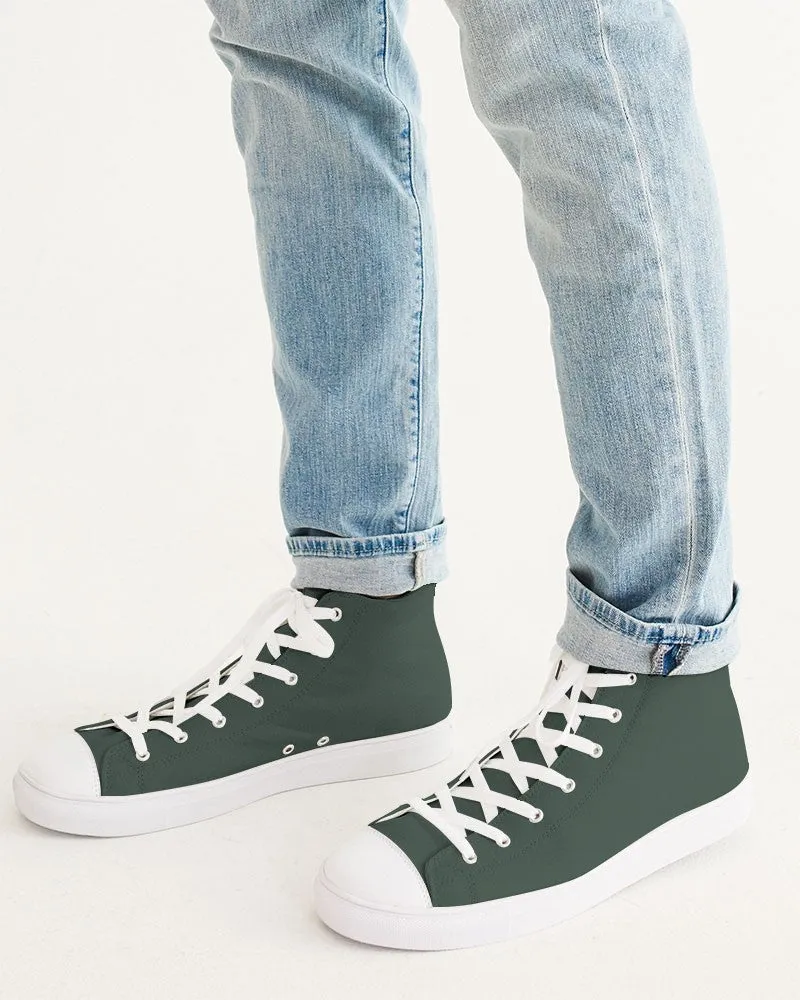 Dark Green Men's High-top Canvas Sneakers | Men's | Dark Pale Pastel Green | C30M0Y30K80