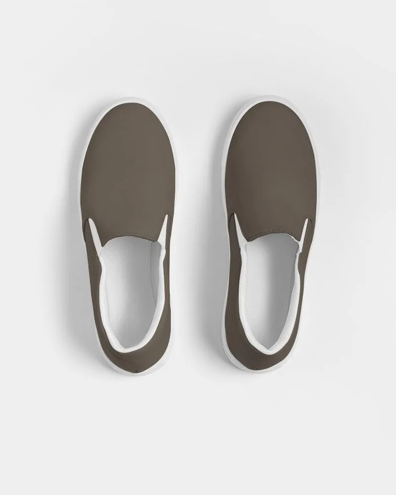 Dark Orange Brown Slip-On Canvas Sneakers | Men's | Dark Pale Pastel Orange Brown | C0M15Y30K80