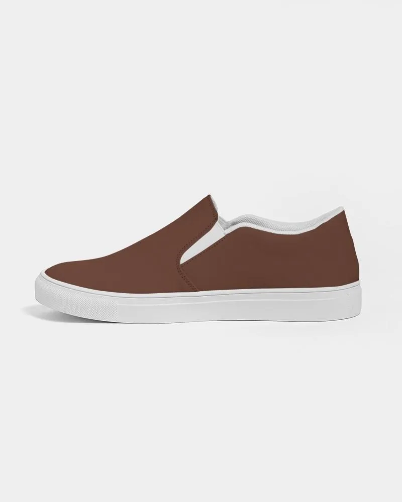 Dark Red Brown Slip-On Canvas Sneakers | Men's | Dark Pastel Red Brown | C0M60Y60K80