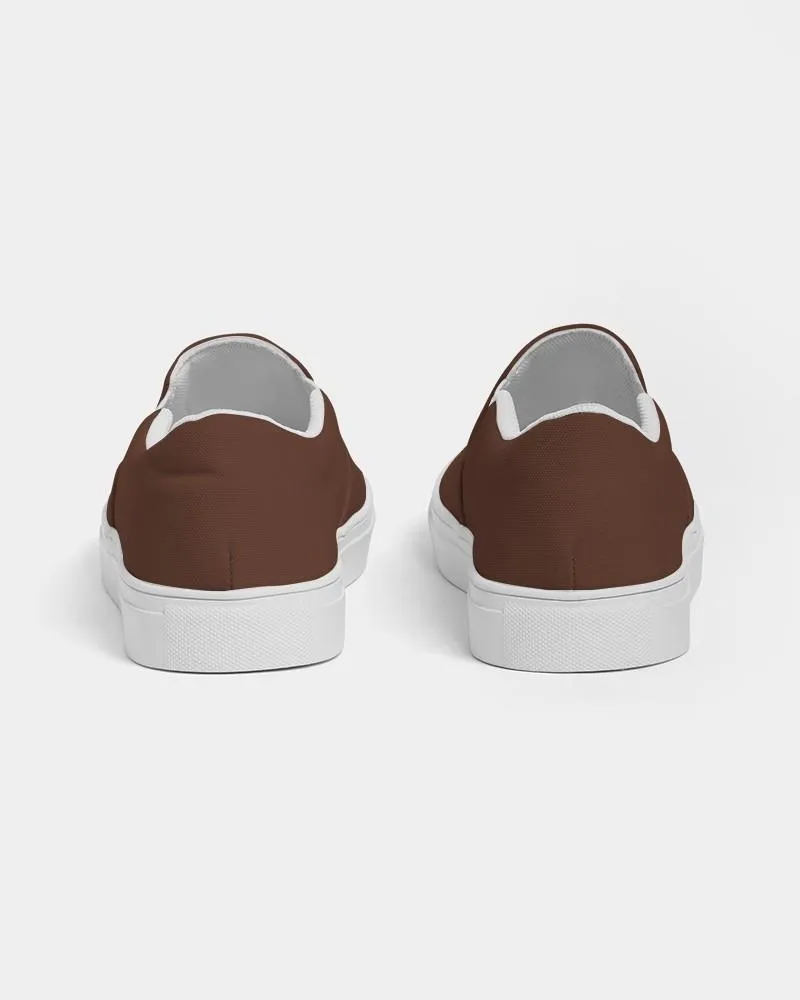 Dark Red Brown Slip-On Canvas Sneakers | Women's | Dark Pastel Red Brown | C0M60Y60K80