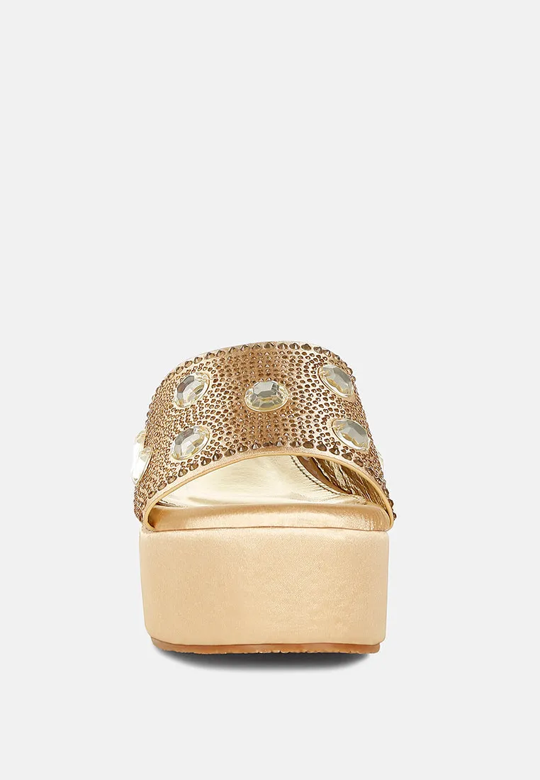 Diamante & Rhinestone Flatform Sandals By RAG