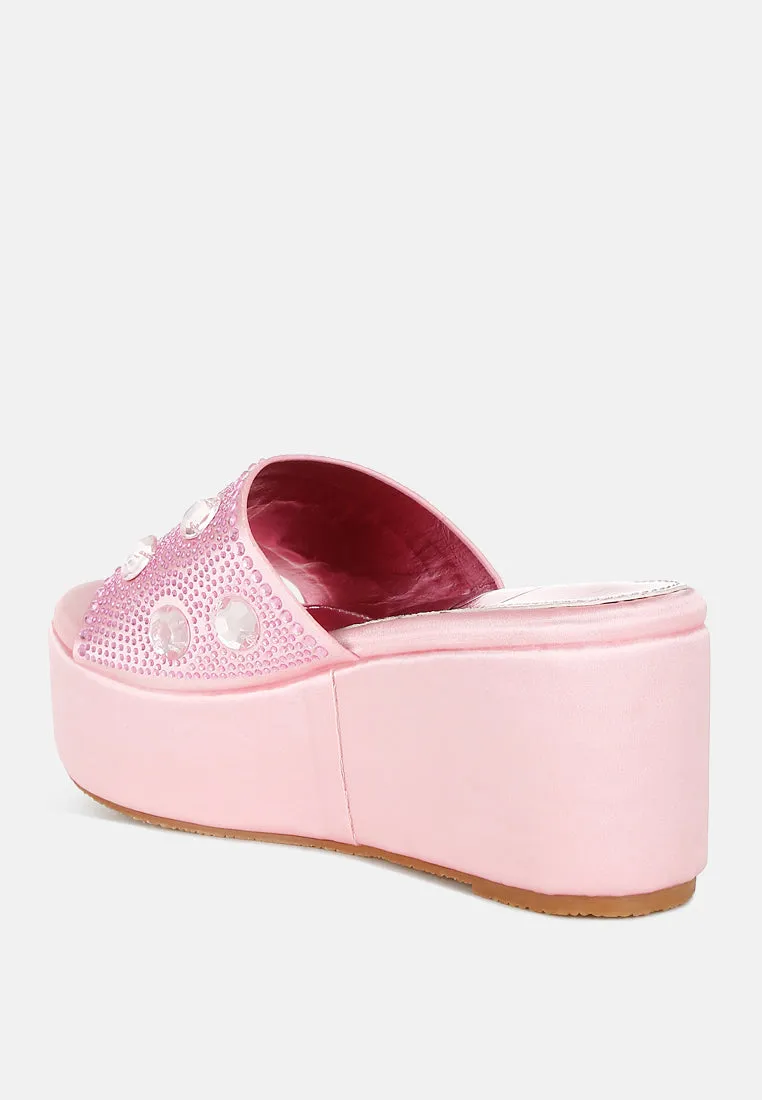 Diamante & Rhinestone Flatform Sandals By RAG
