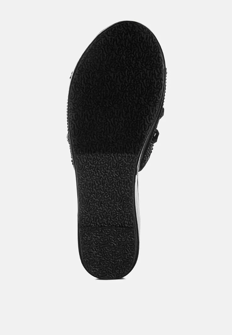 Diamante & Rhinestone Flatform Sandals By RAG
