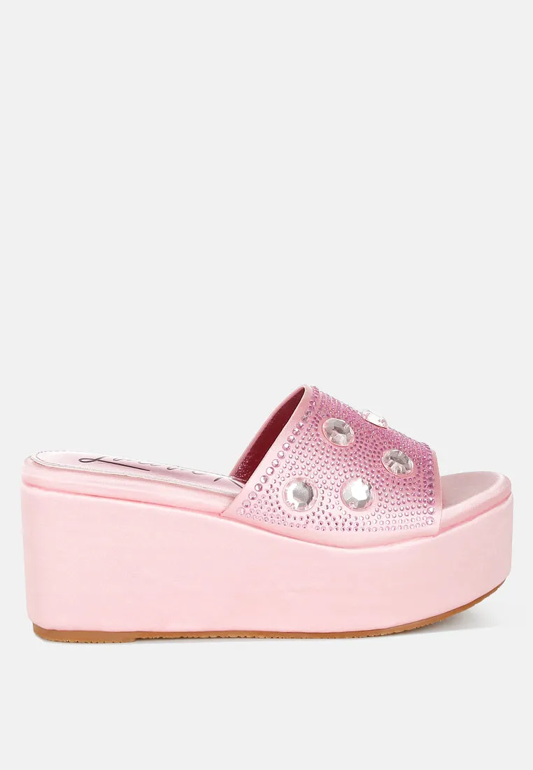 Diamante & Rhinestone Flatform Sandals By RAG