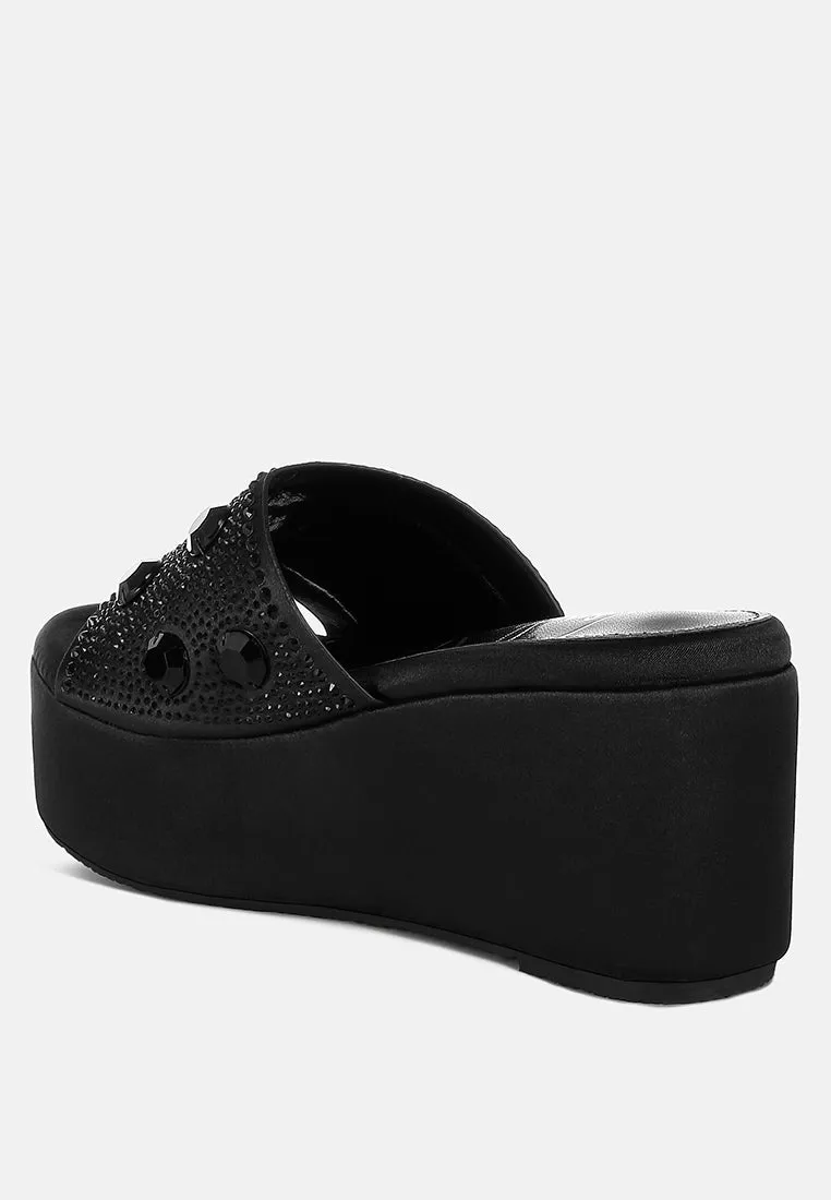 Diamante & Rhinestone Flatform Sandals By RAG