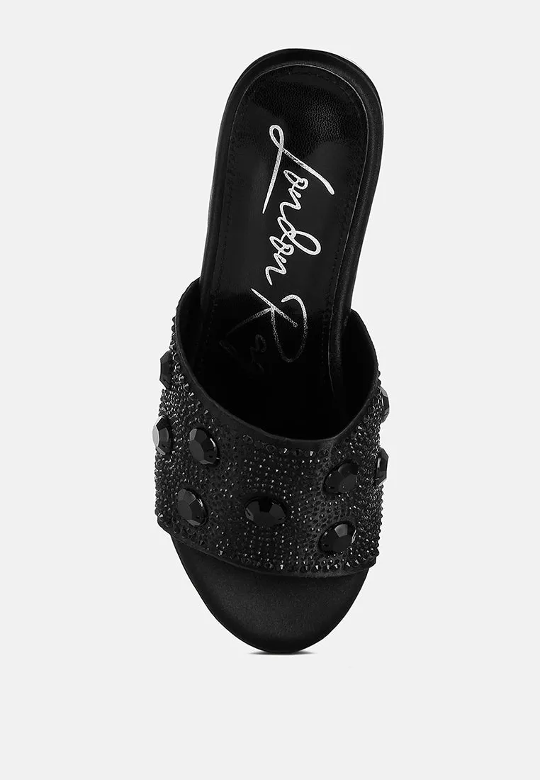Diamante & Rhinestone Flatform Sandals By RAG