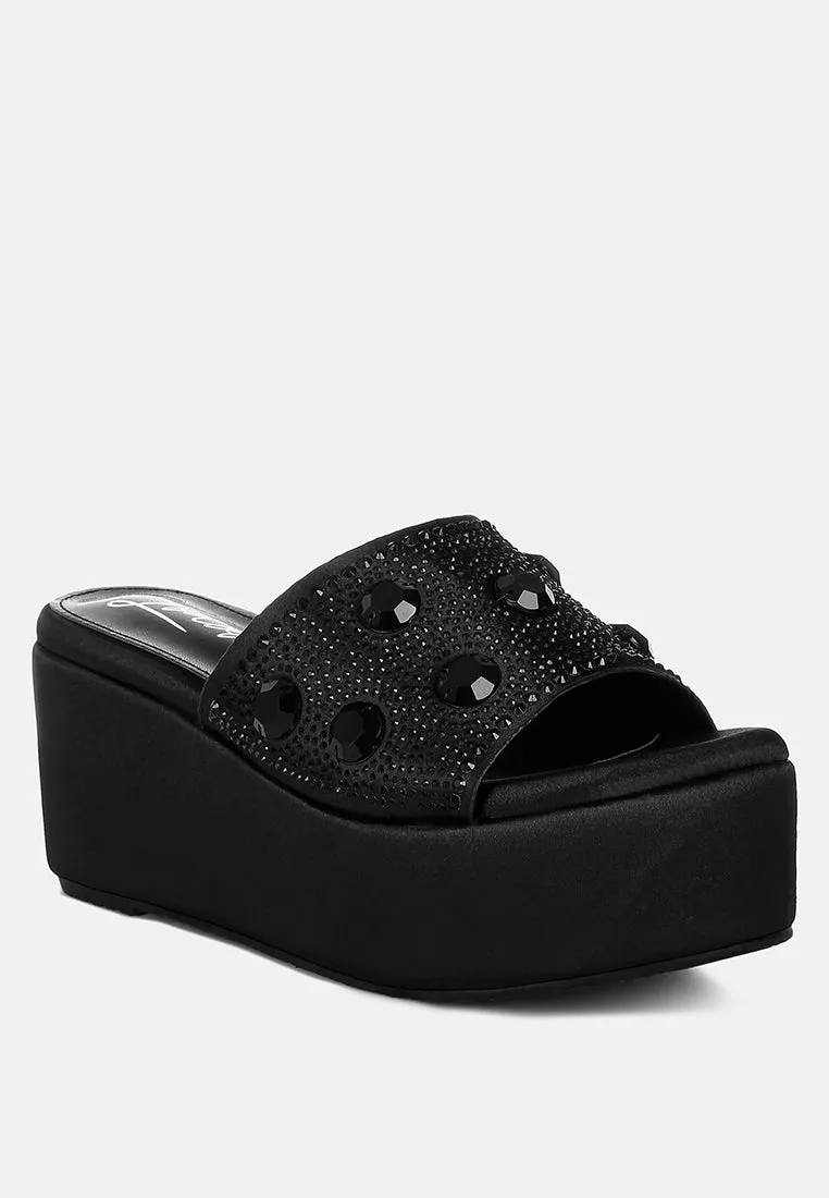 Diamante & Rhinestone Flatform Sandals By RAG