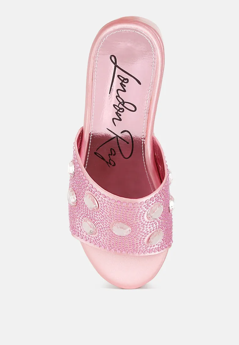 Diamante & Rhinestone Flatform Sandals By RAG