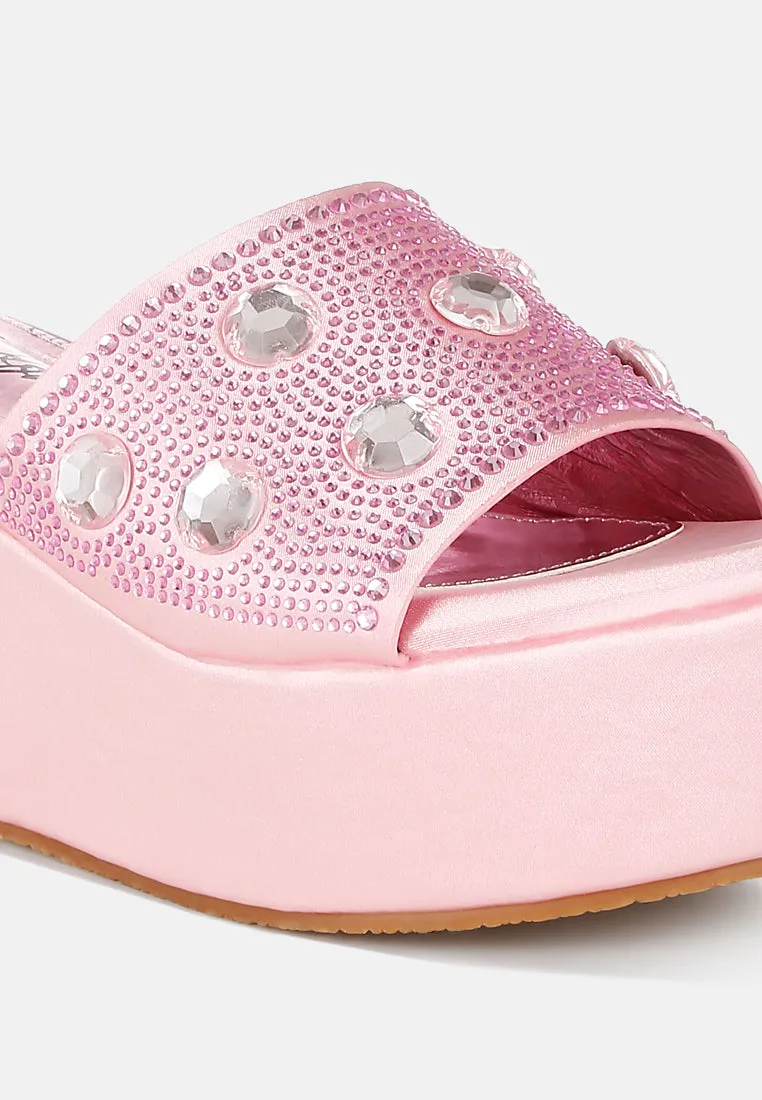 Diamante & Rhinestone Flatform Sandals By RAG