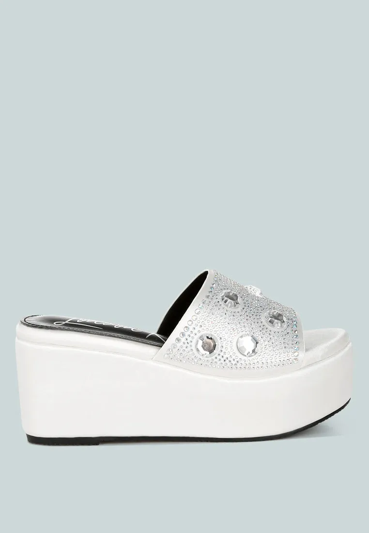Diamante & Rhinestone Flatform Sandals By RAG