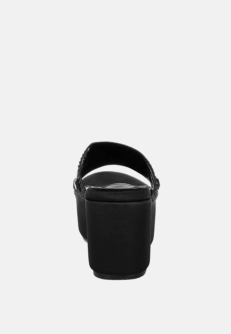 Diamante & Rhinestone Flatform Sandals By RAG