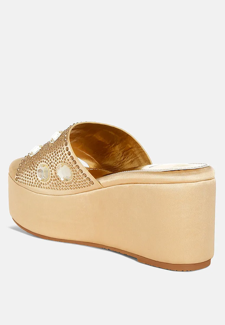 Diamante & Rhinestone Flatform Sandals By RAG