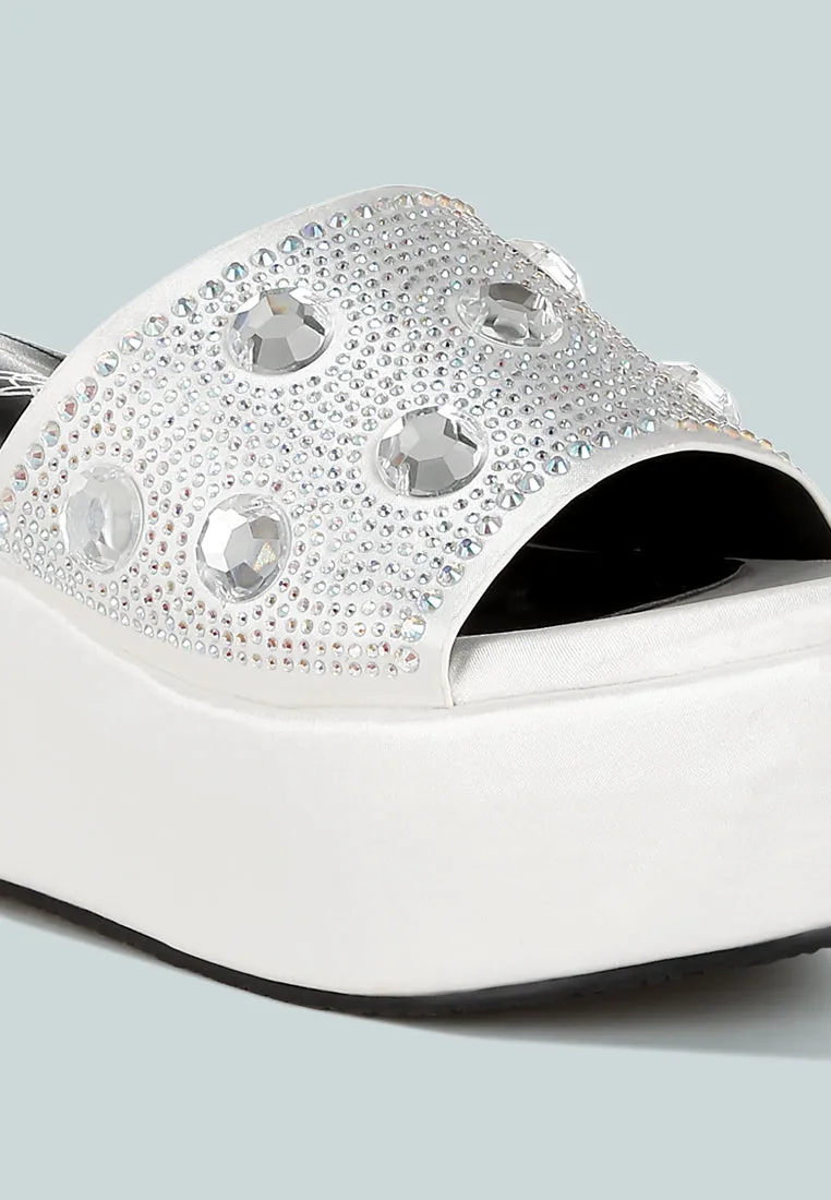 Diamante & Rhinestone Flatform Sandals By RAG