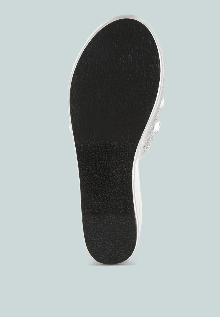 Diamante & Rhinestone Flatform Sandals By RAG